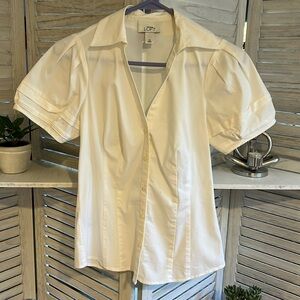 Ann Taylor Loft short sleeved button front shirt, XS, very good used condition